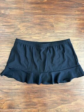 Aqua Green Black Ruffle Swim Skirt